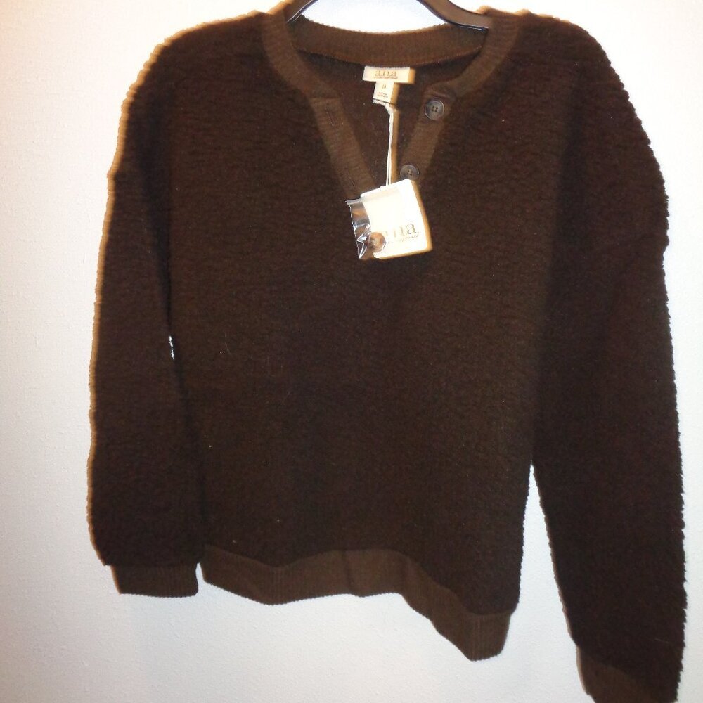 a.n.a. Women's Faux Fur Brown Long Sleeve Polyester Sweater Size Medium NWT